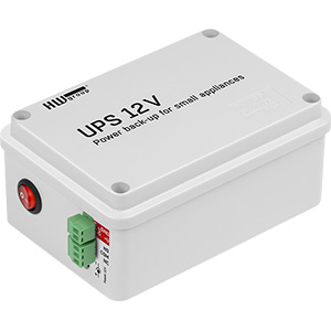HWG UPS 12V är en reservströmkälla för enheter med 12V DC-strömförsörjning. Förutom en stabil utspänning på 12V upp till 1,5A ger den information om externt strömavbrott via en inbyggd reläutgång. Den är kompatibel med alla HWg-enheter och andra produkter som drivs av 12V. Kapacitet 1,3Ah.