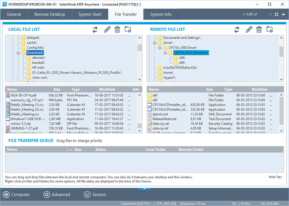 MSP Anywhere File Transfer