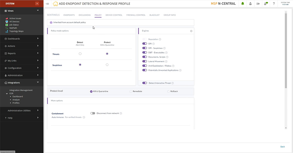 N-Central och EDR integration - EDR profiler