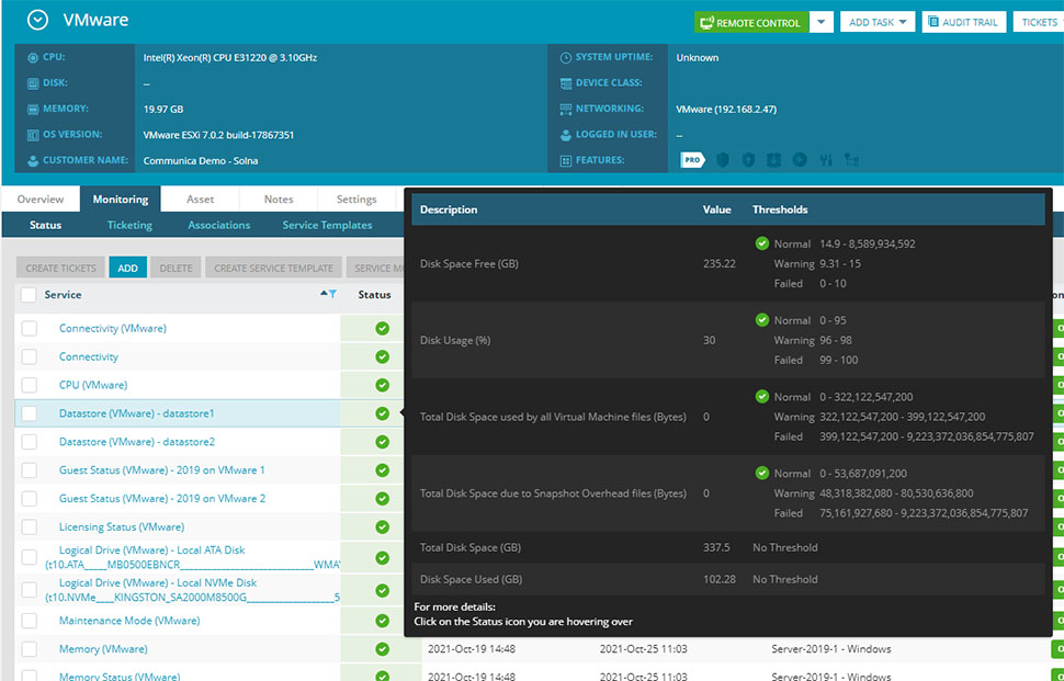 N-central VMware monitoring